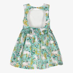 Tutto Piccolo-Girls Mint Green Cotton Dress | Childrensalon Outlet