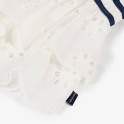 Tutto Piccolo-Girls Navy Stripe Cotton Ensemble | Childrensalon Outlet