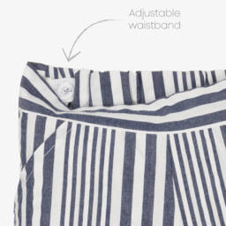 Tutto Piccolo-Girls Navy Stripe Cotton Ensemble | Childrensalon Outlet