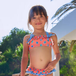Tutto Piccolo-Girls Orange & Blue Turtle Bikini | Childrensalon Outlet