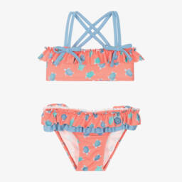 Tutto Piccolo-Girls Orange & Blue Turtle Bikini | Childrensalon Outlet