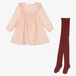 Tutto Piccolo-Розовое хлопковое платье и колготки для девочек | Childrensalon Outlet