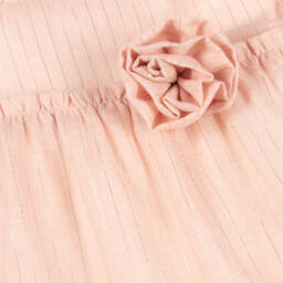 Tutto Piccolo-Girls Pink Dress with Gold Stripes | Childrensalon Outlet