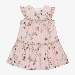 Tutto Piccolo-Girls Pink Floral Cotton Ruffle Dress | Childrensalon Outlet