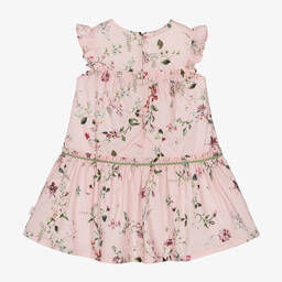Tutto Piccolo-Girls Pink Floral Cotton Ruffle Dress | Childrensalon Outlet