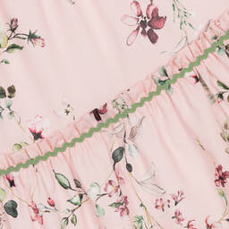 Tutto Piccolo-Girls Pink Floral Cotton Ruffle Dress | Childrensalon Outlet
