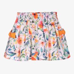 Tutto Piccolo-Girls Pink Floral Cotton Skirt | Childrensalon Outlet