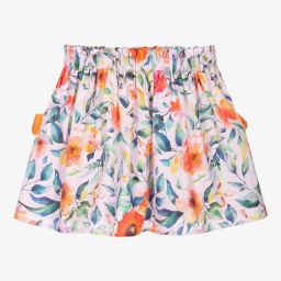 Tutto Piccolo-Girls Pink Floral Cotton Skirt | Childrensalon Outlet
