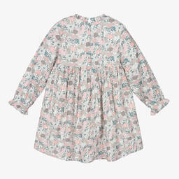 Tutto Piccolo-طقم فستان فيسكوز وقطن لون أبيض بطبعة ورود | Childrensalon Outlet