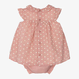 Tutto Piccolo-Girls Pink Flower Embroidered Dress | Childrensalon Outlet