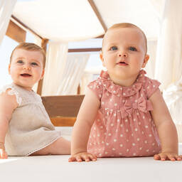 Tutto Piccolo-Girls Pink Flower Embroidered Dress | Childrensalon Outlet