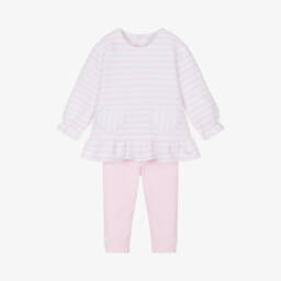 Tutto Piccolo-طقم ليقنز قطن مقلم لون زهري للبنات | Childrensalon Outlet