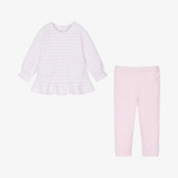 Tutto Piccolo-طقم ليقنز قطن مقلم لون زهري للبنات | Childrensalon Outlet