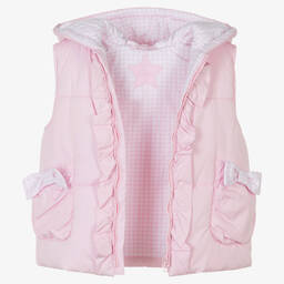 Tutto Piccolo-Розовый пуховый жилет с капюшоном | Childrensalon Outlet