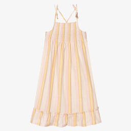 Tutto Piccolo-Розовое пляжное платье из хлопка в полоску | Childrensalon Outlet