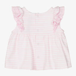 Tutto Piccolo-Розовый топ и шорты из хлопка в полоску | Childrensalon Outlet