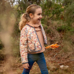 Tutto Piccolo-Girls Quilted Beige Floral Coat | Childrensalon Outlet