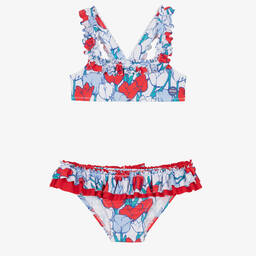 Tutto Piccolo-Girls Red & Blue Tulip Bikini | Childrensalon Outlet