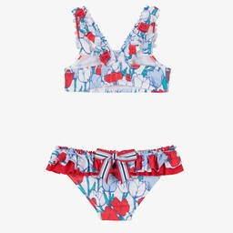 Tutto Piccolo-Girls Red & Blue Tulip Bikini | Childrensalon Outlet