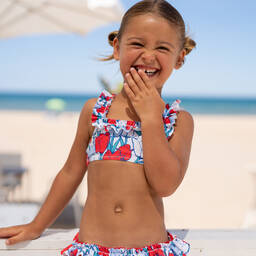 Tutto Piccolo-Girls Red & Blue Tulip Bikini | Childrensalon Outlet