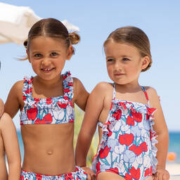 Tutto Piccolo-Girls Red & Blue Tulip Swimsuit | Childrensalon Outlet