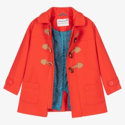 Tutto Piccolo-Girls Red Hooded Duffle Coat | Childrensalon Outlet