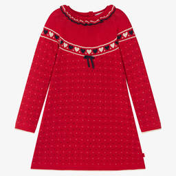 Tutto Piccolo-Girls Red Knitted Dress Set | Childrensalon Outlet