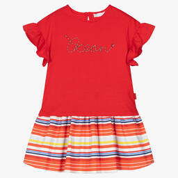 Tutto Piccolo-طقم تنورة قطن جيرسي مقلم لون أحمر | Childrensalon Outlet