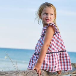 Tutto Piccolo-Платье в красно-белую клетку для девочек | Childrensalon Outlet