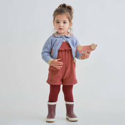 Tutto Piccolo-Блузка в цветочек и розовый полукомбинезон | Childrensalon Outlet