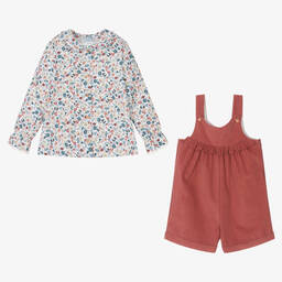 Tutto Piccolo-Блузка в цветочек и розовый полукомбинезон | Childrensalon Outlet
