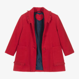 Tutto Piccolo-Girls Scarlet Fringed Overcoat | Childrensalon Outlet