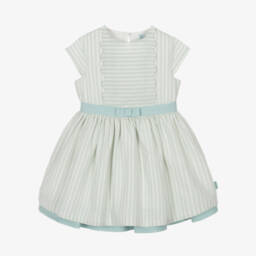 Tutto Piccolo-Girls Shimmery Green Striped Dress | Childrensalon Outlet
