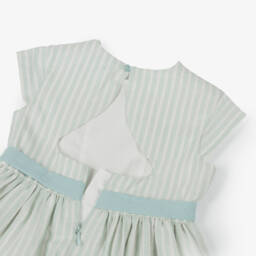 Tutto Piccolo-Girls Shimmery Green Striped Dress | Childrensalon Outlet