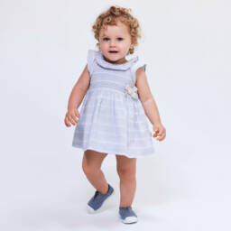 Tutto Piccolo-Girls Soft Blue Stripe Dress | Childrensalon Outlet