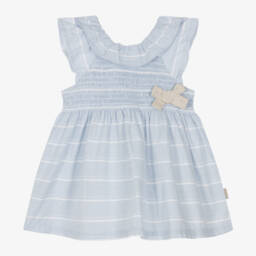Tutto Piccolo-Girls Soft Blue Stripe Dress | Childrensalon Outlet