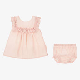 Tutto Piccolo-طقم بناتي وردي لامع بخطوط | Childrensalon Outlet