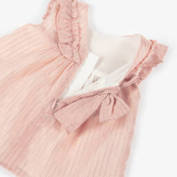 Tutto Piccolo-طقم بناتي وردي لامع بخطوط | Childrensalon Outlet