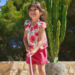 Tutto Piccolo-طقم قطني وردي فراولة للبنات | Childrensalon Outlet