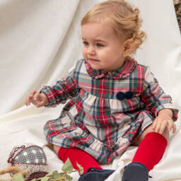 Tutto Piccolo-طقم فستان تارتان لون أحمر للمولودات | Childrensalon Outlet