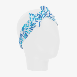 Tutto Piccolo-طوق للرأس قطن لون أبيض وأزرق للبنات | Childrensalon Outlet