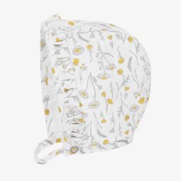 Tutto Piccolo-قبعة بونيه قطن لون أبيض بطبعة ورود للمولودات | Childrensalon Outlet