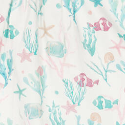 Tutto Piccolo-Бело-зеленое хлопковое платье | Childrensalon Outlet