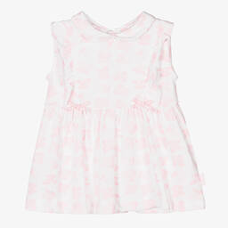 Tutto Piccolo-Белое хлопковое платье с розовыми цветами | Childrensalon Outlet