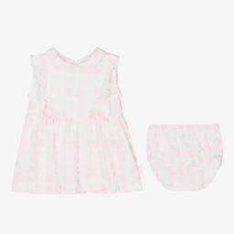 Tutto Piccolo-Белое хлопковое платье с розовыми цветами | Childrensalon Outlet