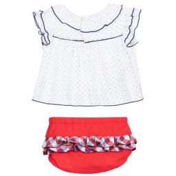 Tutto Piccolo-Girls White & Red Shorts Set | Childrensalon Outlet