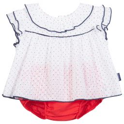 Tutto Piccolo-Girls White & Red Shorts Set | Childrensalon Outlet