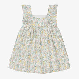 Tutto Piccolo-فستان قطن لون أصفر وأبيض بطبعة ورود | Childrensalon Outlet