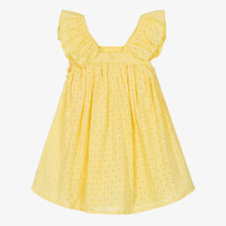 Tutto Piccolo-فستان قطن برودوري لون أصفر مزين بفيونكة | Childrensalon Outlet