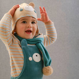Tutto Piccolo-Green & Beige Cotton Hat Set | Childrensalon Outlet